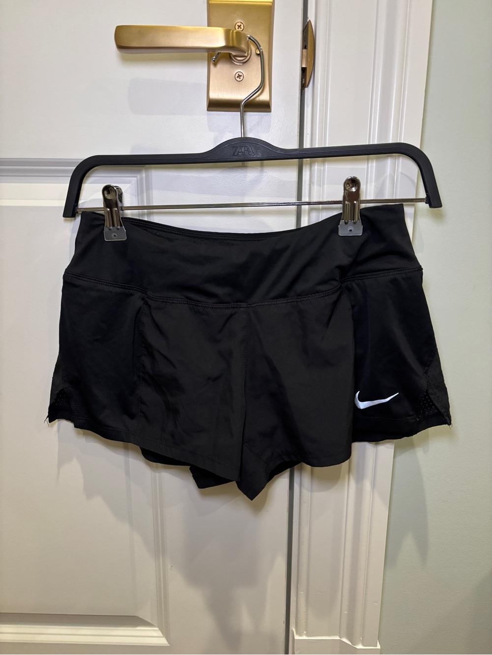 Nike Black Women's Athletic Running Shorts with White Swoosh